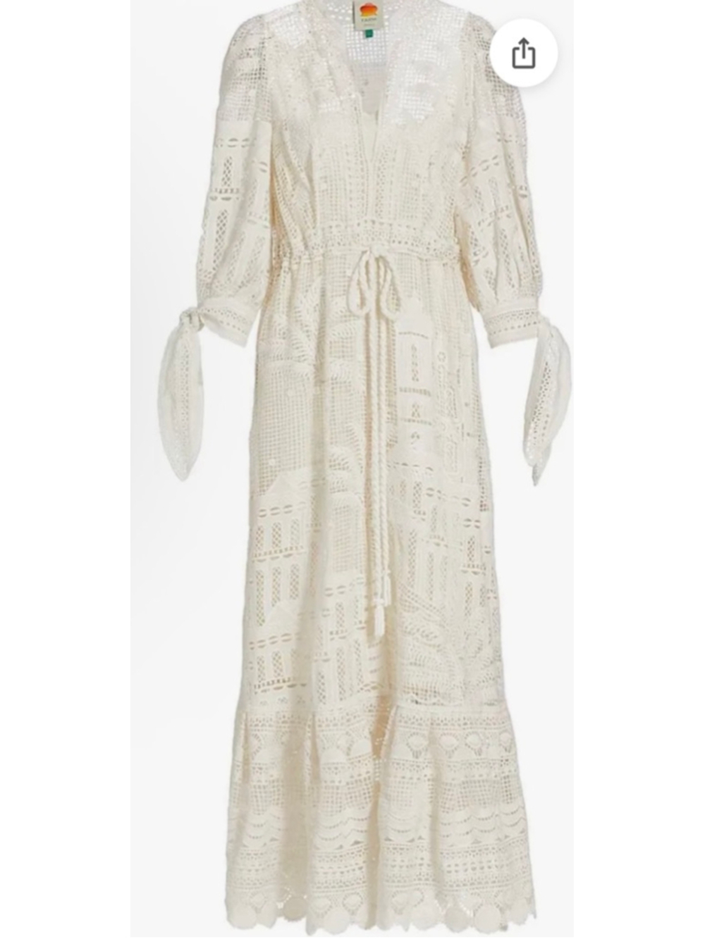 FARM Rio Morada Boa Guipure Lace Maxi Dress Cream - Picture 3 of 12